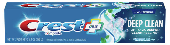 Crest + Deep Clean Complete Whitening Toothpaste, Effervescent Mint 