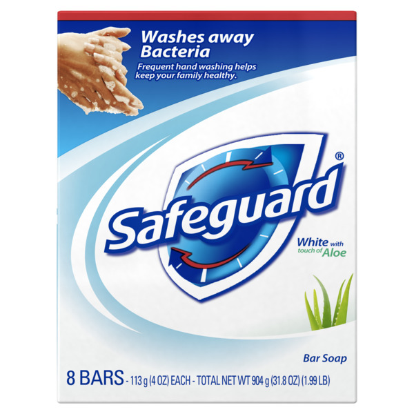 Safeguard Bar Soap - White Aloe - 8 Bars